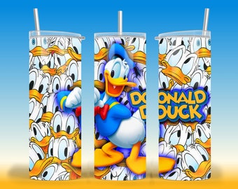 Charismatic, plucky duck with indomitable spirit, Donald Duck inspired 20oz tumbler wrap digital image for sublimation.
