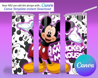 Now Canva Editable! Well known and loveable mouse inspired, in a Canva Template!  Instant Download, For digital printing Tumbler or T-Shirt.