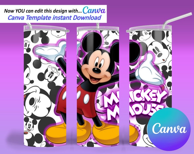 Now Canva Editable! Well known and loveable mouse inspired, in a Canva Template!  Instant Download, For digital printing Tumbler or T-Shirt.