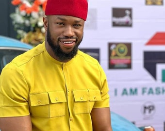 Igbo Ozo Wool Hat: Nigerian Chieftaincy Red Cap