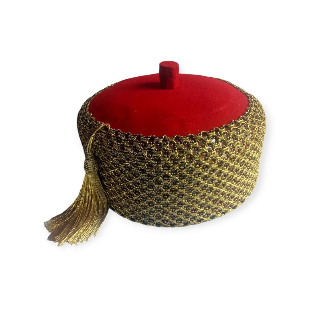 Chihieftancy Rods Embroidered Igbo Chieftaincy Hat: Red Velvet African Wedding Hat - Etsy