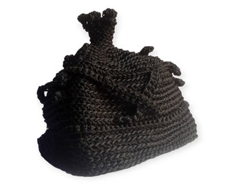 Black Knitted Hat African Nigerian Traditional White knitted Hat Hausa, Akwaibom, Igbo Handmade Hat For Men