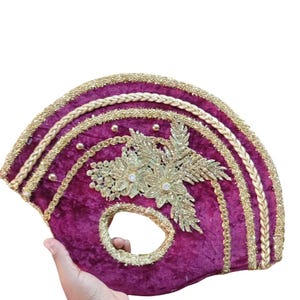 Purple Bridal Fan African Traditional Handheld Nigeria Wedding Feather Hand Fan African Bridal Accessory