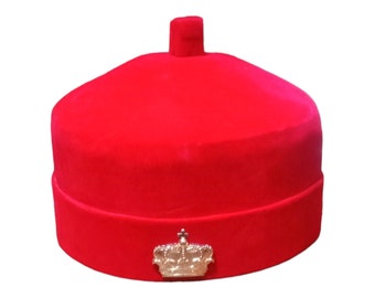 Handmade African Chieftaincy Mens Traditional Red Hat Igbo Ozo Cap Royalty Hat For Men Grooms Cap Nigeria Traditional Wedding Hat