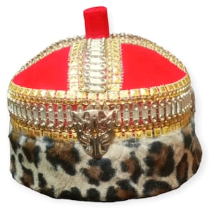 Handmade African Chieftaincy Mens Traditional Red Hat Igbo Ozo Cap Royalty Hat For Men Grooms Cap Nigeria Traditional Wedding Hat