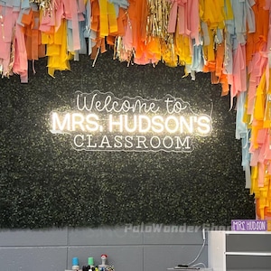 Custom Teacher Name Neon Sign For Classroom, Teacher Name Sign, Classroom Decor, Teacher Welcome Sign, Door LED Hanger