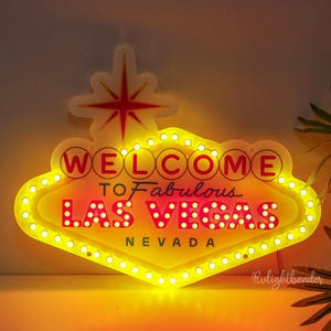 Letrero LED personalizado de bienvenida a Las Vegas, decoración de pared para bar personalizada, letrero vintage para bar, letrero personalizado para boda en Las Vegas, decoración para fiesta de casino