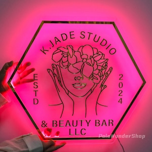 Acrylic Business Logo Sign, Custom Salon Wall Decor, Business Door Sign, LED Business Logo Sign, 3D Business Sign, Salon Neon Sign Custom