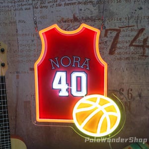 Custom Basketball Jersey Led Neon Sign, Personalized Basketball Neon Sign, Basketball Player Gifts, Basketball Decor, Basketball Wall Decor