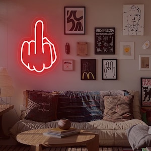 Middle Finger Neon Sign: Funny Party Wall Decor