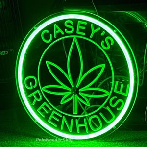 Arte de pared de marihuana personalizado con luz LED, letrero de neón con nombre de marihuana personalizado, decoración del hogar para fumadores de cannabis, letrero de neón de marihuana imagen 9