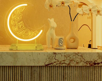 Eid Mubarak Crescent Neon Sign - Ramadan Party Decoration