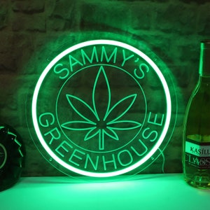 Arte de pared de marihuana personalizado con luz LED, letrero de neón con nombre de marihuana personalizado, decoración del hogar para fumadores de cannabis, letrero de neón de marihuana imagen 10