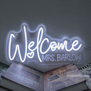 Teacher Name Neon Sign For Classroom, Teacher Name Sign, Welcome to Classroom Decor, Teacher Welcome Sign, Door LED Hanger