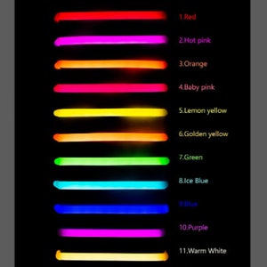 K&ouml;nnte beinhalten: Auf schwarzem Hintergrund sind leuchtende Neonfarben dargestellt: Rot, Pink, Orange, Babyrosa, Zitronengelb, Goldgelb, Gr&uuml;n, Eisblau, Blau, Lila, Warmwei&szlig; und Kaltwei&szlig;. Der Text "LIGHT ON" steht oben.