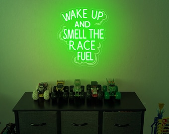 Race Fuel Neon Sign: Retro Trucker Style Race Day Decor