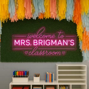 Custom Teacher Name Neon Sign, Personalized Teacher Name LED Neon Light, Welcome Classroom Decor, Teacher Welcome Sign, Gift for Teacher