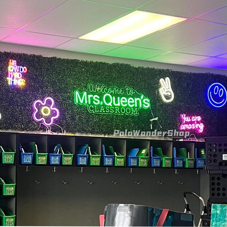 Teacher Name Neon Sign: Classroom Decor, LED Door Hanger - Etsy