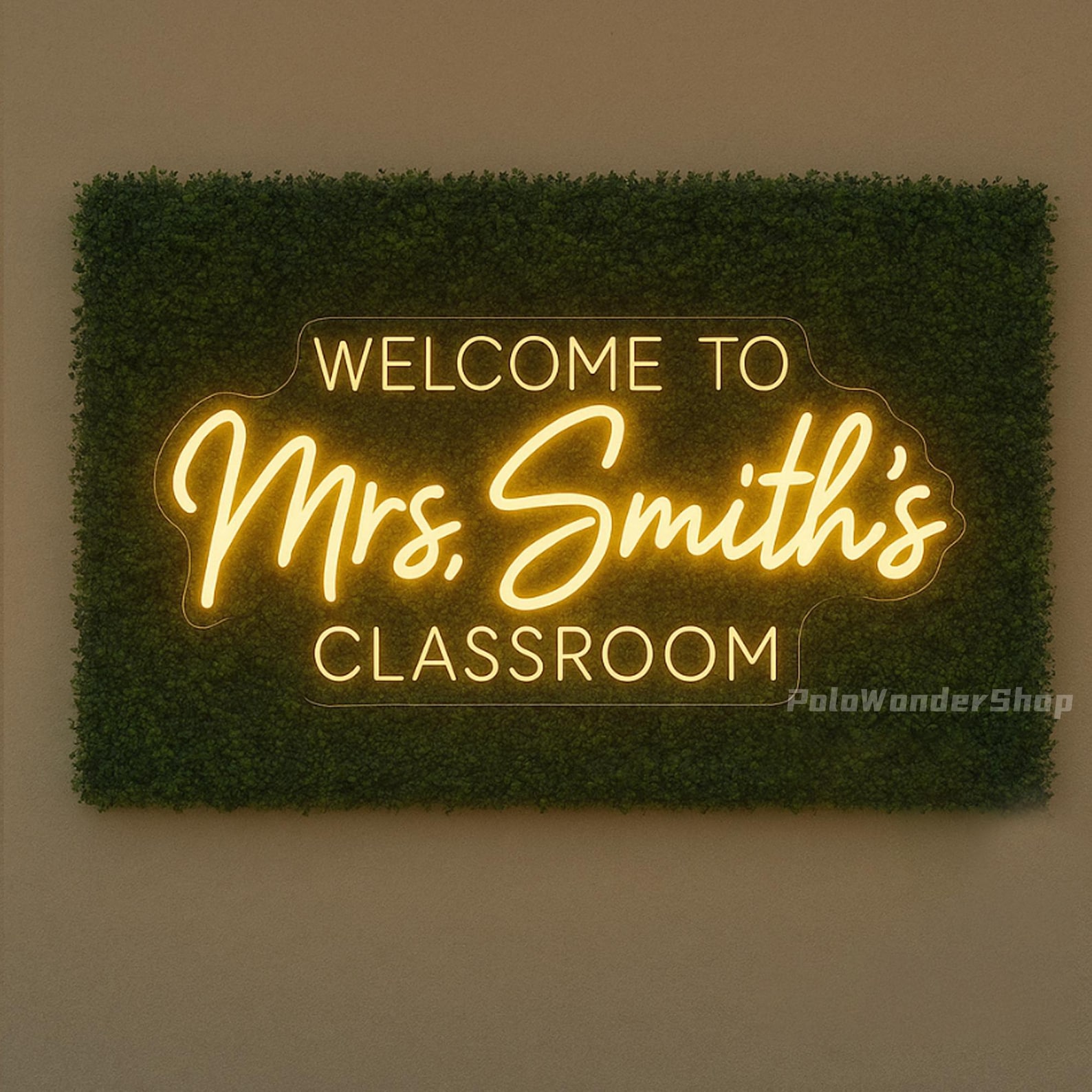 Teacher Name Neon Sign: Classroom Decor, LED Door Hanger - Etsy