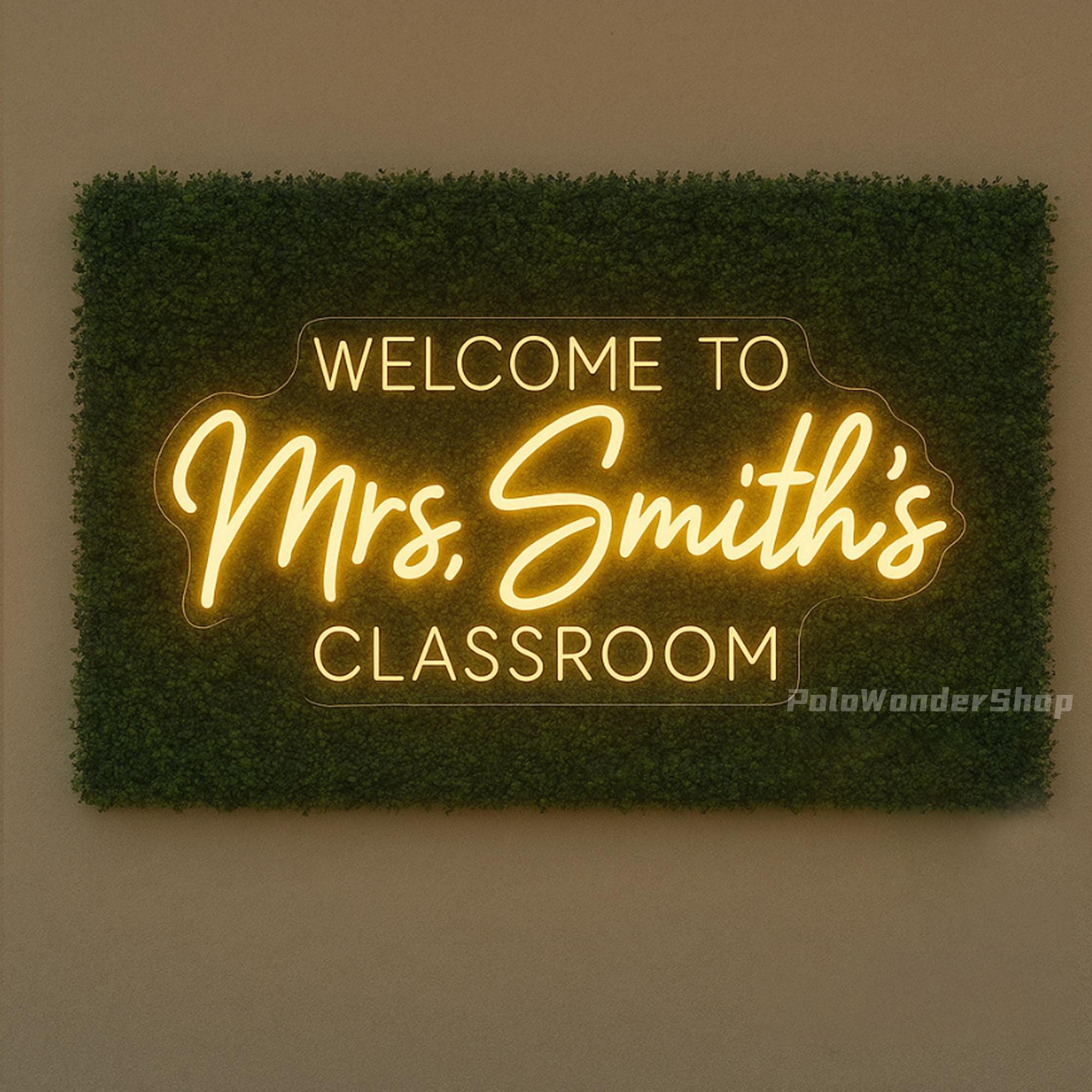 Teacher Name Neon Sign: Classroom Decor, LED Door Hanger - Etsy