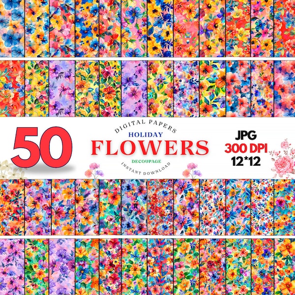 50 Decoupage floral napkins, Floral Paper Napkin, Napkins for Decoupage, Decorative Napkins, Collage Papers, Comer, Napkin Pack Digital