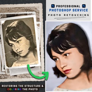 Servicio de restauración de fotografías por expertos con Photoshop y coloración de fotografías / Reparación de imágenes de fotografías antiguas y fotos vintage / Arreglo de fotografías / Descarga digital