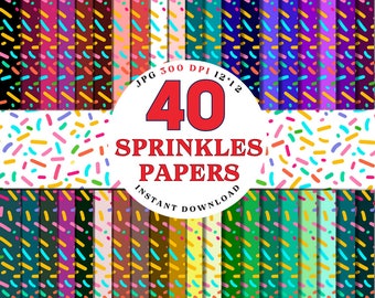 Sprinkles Digital Paper, Colorful Scrapbook Paper, Donut Sprinkles, Sprinkle Pattern, INSTANT DOWNLOAD, Commercial Use JPG 300DPI
