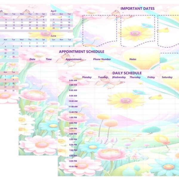 Printable Daily Planner, Appointment and Important Date Trackers