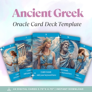 Jeu de cartes Oracle de la Grèce antique, modèle de toile modifiable, modèle imprimable, cartes Oracle, cartes intuitives