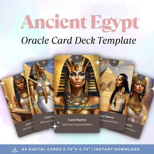 Orakelkaarten uit het oude Egypte, bewerkbare canvassjabloon, afdrukbare sjabloon, orakelkaarten, intuïtieve kaarten