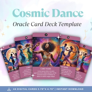 Cosmic Dance Oracle Card Deck, Editable Canva Template, Printable Template, Oracle Cards, Intuitive Cards