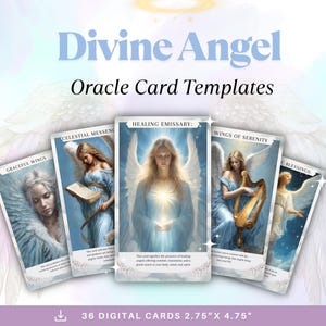 Divine Angel Orakel Kartenspiel, bearbeitbare Canva Vorlage, druckbare Vorlage, Orakelkarten, Intuitive Karten