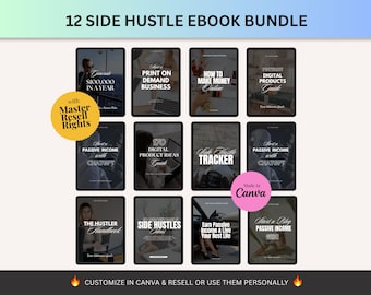 Ultimate Side Hustle Bundle | 15 Canva Ebooks | Passive Income & Online Business Guides | PLR MRR