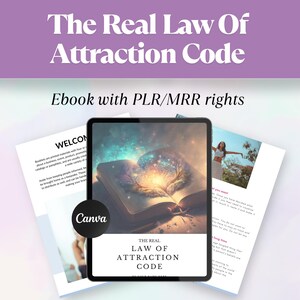 Ebook PLR sobre a Lei da Atração | Modelo de Ebook de Manifestação no Canva com Direitos de Revenda