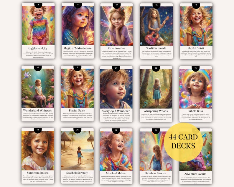 Baraja de cartas de Oracle del niño interior, plantilla de Canva ...