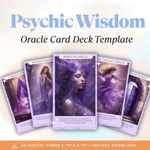 Psychic Oracle Card Deck, Editable Canva Template, Printable Template, Oracle Cards, Intuitive Cards
