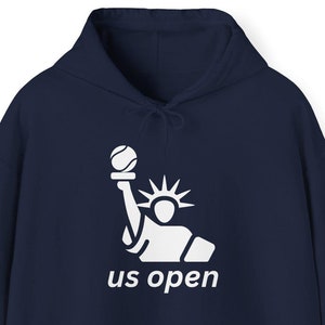 US Open Tennis Statue of Liberty Hoodie, NYC Sports Fan Apparel, New York City Pullover, Unisex Hooded US Open Sweatshirt For Tennis Lovers