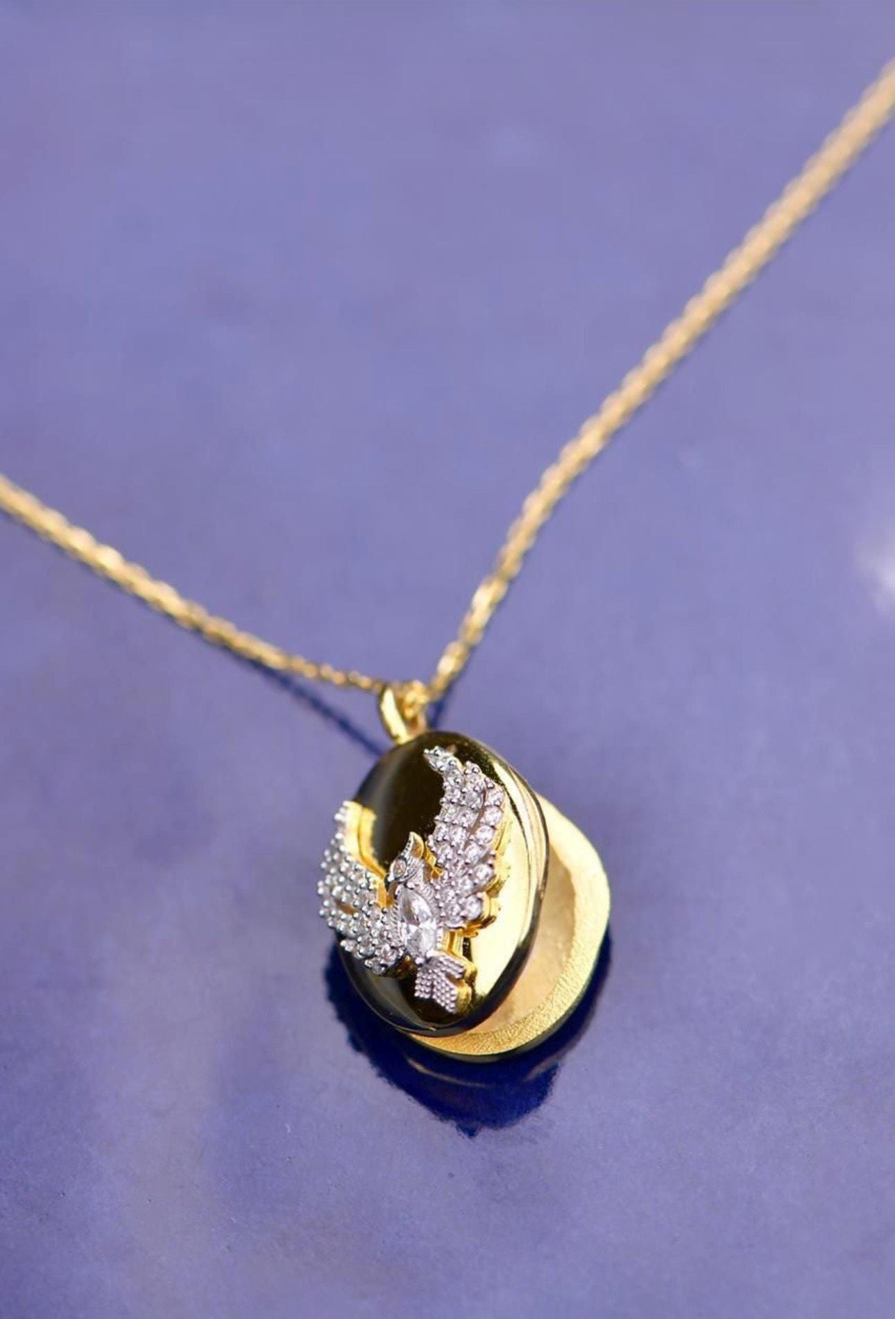 Cz Simurg Pendant Necklace, Phoenix Locket Necklace, Photo Locket ...