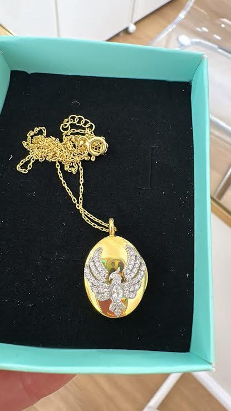 Cz Simurg Pendant Necklace, Phoenix Locket Necklace, Photo Locket ...