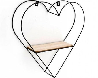 Heart Shaped Wire Wall Shelf 41cm