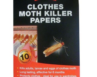 Pack Of 10 Rentokil Clothes Moth Killer Papers Strips