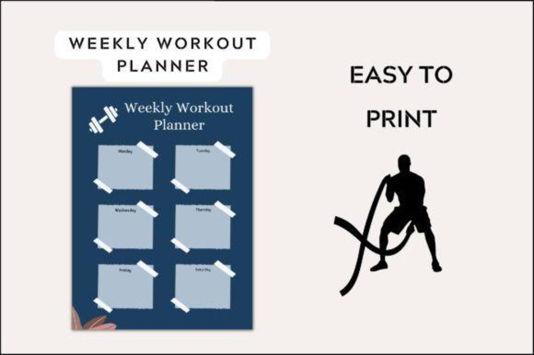 Weekly Workout Planner Printable | Navy Blue Fitness Planner PDF ...