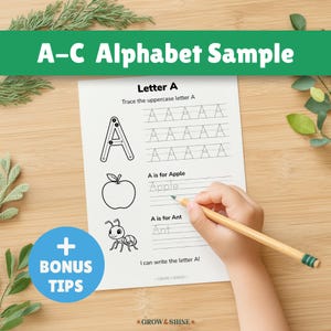 Alphabet-Buchstabenverfolgung für Vorschulkinder | A-C Beispiel-Übungen | Kindergarten Prep Digital Pack für Kinder im Alter von 3-5 Jahren