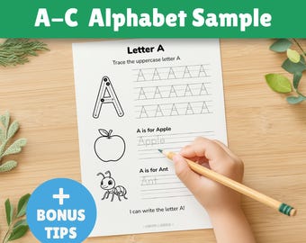 Alfabetlettertracering voor kleuters | AC-voorbeeldoefening | Digitaal voorbereidingspakket kleuterschool voor kinderen van 3-5 jaar