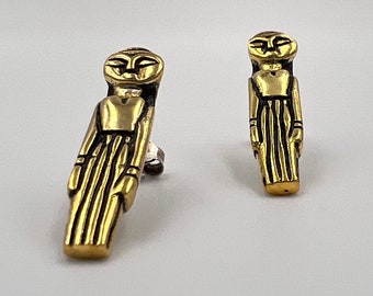 24 K Solid Gold Earrings, Offering To The Gods Earrings Historical Ephesus City Female Votive Figure Earring Religious Mythology Religious