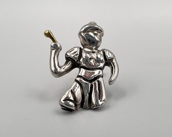 24 K Solid Gold And 925 K Sterling Silver Reenancment Stud Earring, Warrior Amazon Women Figures Holding a Gold Mace Valentine Day Gift