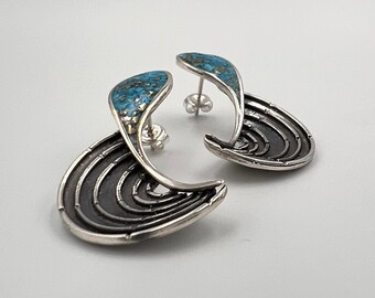 Historical City Of Ephesus Ancient Theater Sterling Silver Earrings, Turquoise Earring, Gladiator Arena Silver Necklace Greek Mythology Gift