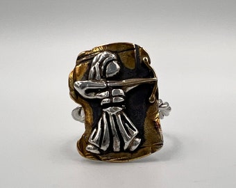 24 K Solid Gold And 925 K Sterling Silver Statement Ring Amazon Women Figures Shooting Arrow  Reenactment Jewelry Birthday Gift For Friend