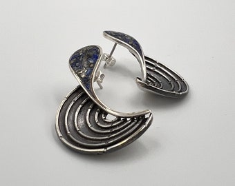 Historical City Of Ephesus Ancient Theater Sterling Silver Earrings, Lapis Lazuli Earring, Gladiator Arena Silver Necklace Greek Mythology