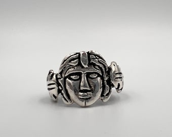 Medusa Sterling Silver Ring, Greek Mythology Jewelry, Gorgon Sisters Adjustable Ring,  Mythology Lover Birthday Gift For Her By Apasa Jewels